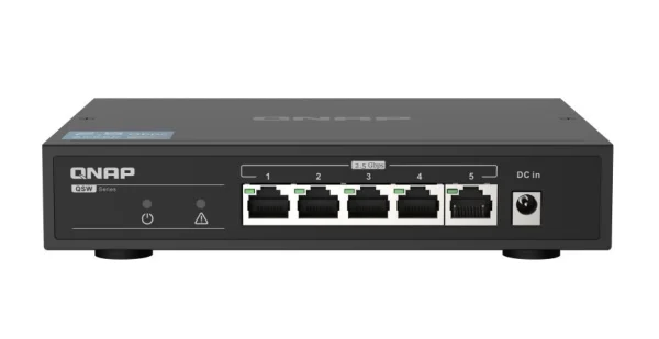 QNAP QSW-1105-5T 5 Port Gigabit Switch, Supports up to 2.5Gbe Connectivity, Plug and play QNAP QSW-1105-5T 5 Port Gigabit Switch, Supports up to 2.5Gbe Connectivity, Plug and play