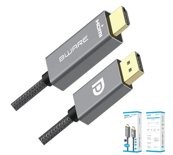 8ware 8W-DPHDMI-2M 2m DisplayPort DP to HDMI 1.4v Male to Male Adapter Converter Cable Retail
