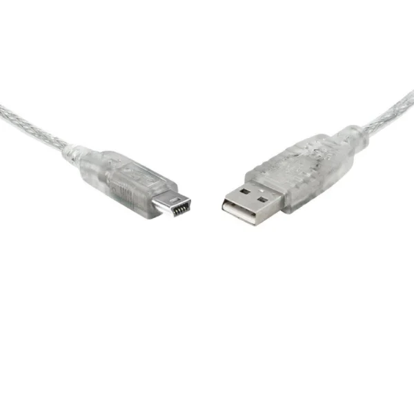 8ware UC-2001ABN USB 2.0 Cable 1m A to Mini-USB B Male to Male Transparent