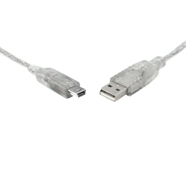 8ware UC-2003ABN USB 2.0 Cable 3m A to B 5-pin Mini Transparent Metal Sheath UL Approved