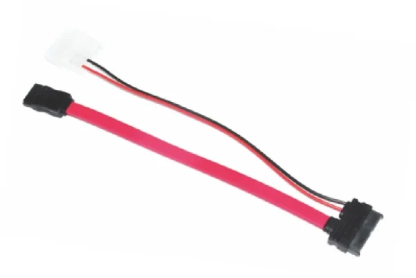 Astrotek AT-SATA-SLIM Slim SATA Cable 30cm + 10cm 6 pins + 7 pins to 4 pins + 7 pins Red Colour