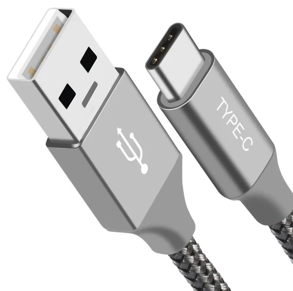 Astrotek AT-USBTYPEC-S1 1m USB-A to Type-C Data Sync Charger Cable Silver Strong Braided Heavy