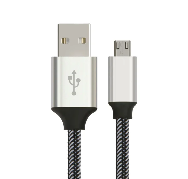 Astrotek AT-USBMICROBW-1M 1m Micro USB Data Sync Charger Cable Cord Silver White Color for