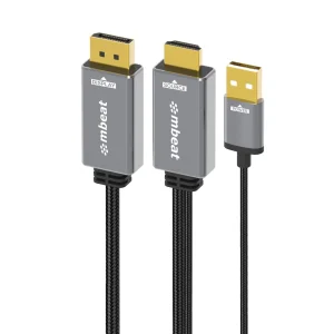 MBEAT MB-XCB-HDDPU18® Tough Link 1.8m HDMI to DisplayPort Cable with USB Power 4K@60Hz MBEAT MB-XCB-HDDPU18 ® Tough Link 1.8m HDMI to DisplayPort Cable