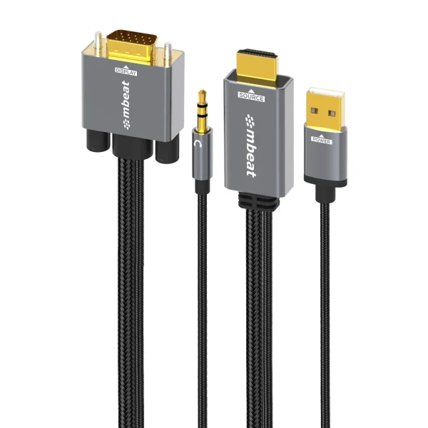MB-XCB-HDVGAUX18 (LS) mbeat® Tough Link 1.8m HDMI to VGA Cable