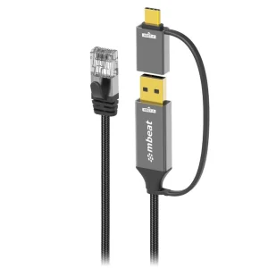 MBEAT MB-XCB-UCN20® Tough Link 2m USB & USB-C to RJ45 Ethernet Cable – Space Grey MBEAT MB-XCB-UCN20 ® Tough Link 2m USB & USB-C to RJ45 Ethernet Cable - Space Grey