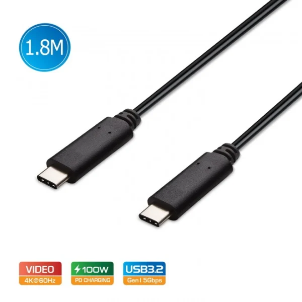Simplecom CA519 USB-C to USB-C Cable USB 3.2 Gen1 5A 100W PD 4K@60Hz 1.8M Simplecom CA519 USB-C to USB-C Cable USB 3.2 Gen1 5A 100W PD 4K@60Hz 1.8M