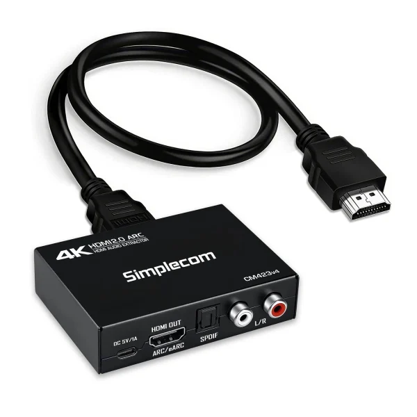 Simplecom CM423v4 HDMI 2.0 Audio Extractor Dual-Mode with ARC/eARC Optical SPDIF 2RCA 3.5mm Simplecom CM423v4 HDMI 2.0 Audio Extractor Dual-Mode