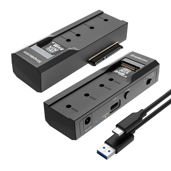 Simplecom SA536 USB to M.2 and SATA 2-IN-1 Adapter for 2.5’/3.5′ HDD & NVMe/SATA M.2 SSD Simplecom SA536 USB to M.2 and SATA 2-IN-1 Adapter for 2.5'/3.5' HDD & NVMe/SATA M.2 SSD