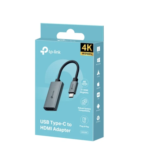 TP-Link UA520C USB Type-C to HDMI Adapter, 1× USB-C Connector,1× HDMI 4K 60Hz Port TP-Link UA520C USB Type-C to HDMI Adapter, 1× USB-C Connector,1× HDMI 4K 60Hz Port