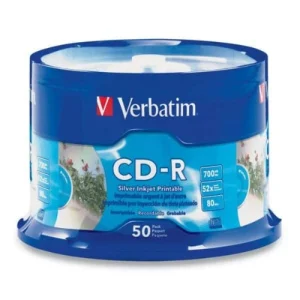 Verbatim CD-R 700MB 50Pk White InkJet 52x Superior ink absorption on high-resolution 5,760 DPI