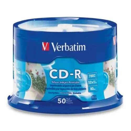 Verbatim CD-R 700MB 50Pk White InkJet 52x Superior ink absorption on high-resolution 5,760 DPI