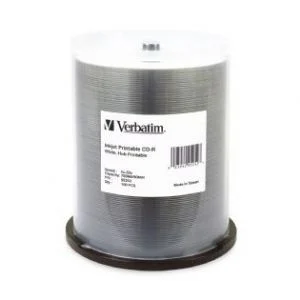 Verbatim CD-R 700MB 100Pk White Wide InkJet 52x Ideal for full-surface, edge-to-edge printing Verbatim CD-R 700MB 100Pk White Wide InkJet 52x Ideal for full-surface, edge-to-edge printing