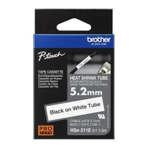 Brother HSE-211E 5.2MM BLACK ON WHITE HEAT SHRINK TUBE CATRIDGE (compatible with Brother HSE-211E 5.2MM BLACK ON WHITE HEAT SHRINK TUBE CATRIDGE (compatible