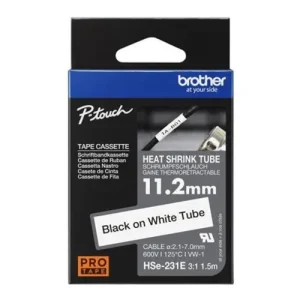 Brother HSE-231E 11.2MM BLACK ON WHITE HEAT SHRINK TUBE CATRIDGE 3:1 (compatible