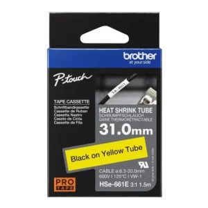 Brother HSE-661E - 31.0MM BLACK ON YELLOW HEAT SHRINK TUBE CATRIDGE 3:1 (compatible