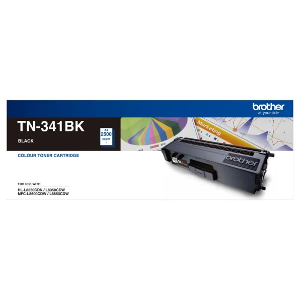 Brother TN-341BK Colour Laser-Standard Yield Black Toner to suit HL-L8250CDN/8350CDW Brother TN-341BK Colour Laser-Standard Yield Black Toner to suit HL-L8250CDN/8350CDW
