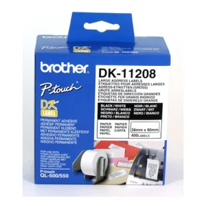 Brother DK-11208White StandardLarge Address Label 38mmX90mm,400 per roll Brother DK-11208 White StandardLarge Address Label 38mmX90mm,400 per roll