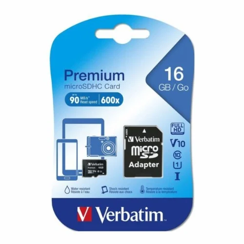Verbatim Micro SDHC 16GB (Class 10) with Adaptor Up to 45MB/Sec 300X read speed Verbatim Micro SDHC 16GB (Class 10) with Adaptor Up to 45MB/Sec 300X read speed