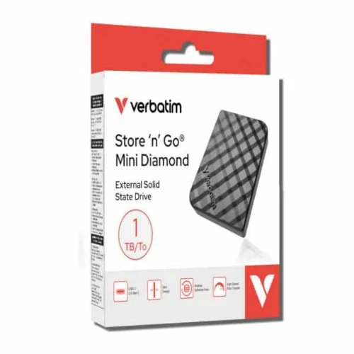 Verbatim 32025 Store’n’Go Mini Diamond SSD USB-C 1TB, USB 3.2 Gen 2, 1000MB/s Read/Write