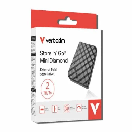 Verbatim 32026 Store’n’Go Mini Diamond SSD USB-C 2TB, USB 3.2 Gen 2, 1000MB/s Read/Write, USB Verbatim 32026 Store’n’Go Mini Diamond SSD USB-C 2TB, USB 3.2 Gen 2, 1000MB/s Read/Write