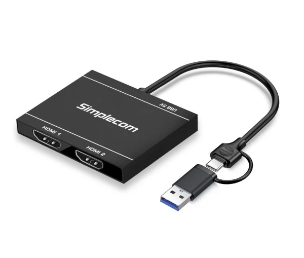 Simplecom DA327 USB 3.0 or USB-C to Dual HDMI Display Adapter for 2x 1080p Extended Screens Simplecom DA327 USB 3.0 or USB-C to Dual HDMI Display Adapter for 2x 1080p Extended Screens