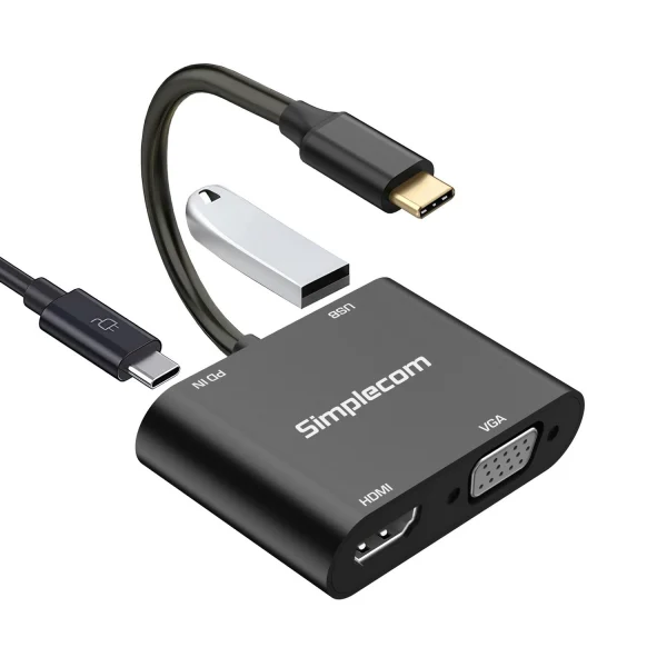 (LS)Simplecom DA440 4-in-1 USB-C Multiport Adapter with Power Delivery USB 3.0 VGA HDMI Simplecom DA440 4-in-1 USB-C Multiport Adapter with Power Delivery USB 3.0 VGA HDMI
