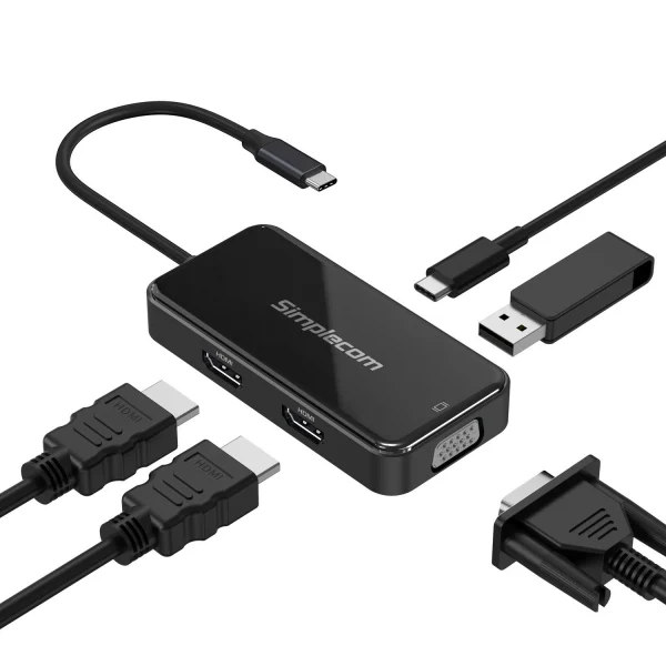 Simplecom DA451 5-in-1 USB-C Multiport Adapter MST Hub with VGA and Dual HDMI Simplecom DA451 5-in-1 USB-C Multiport Adapter MST Hub with VGA and Dual HDMI
