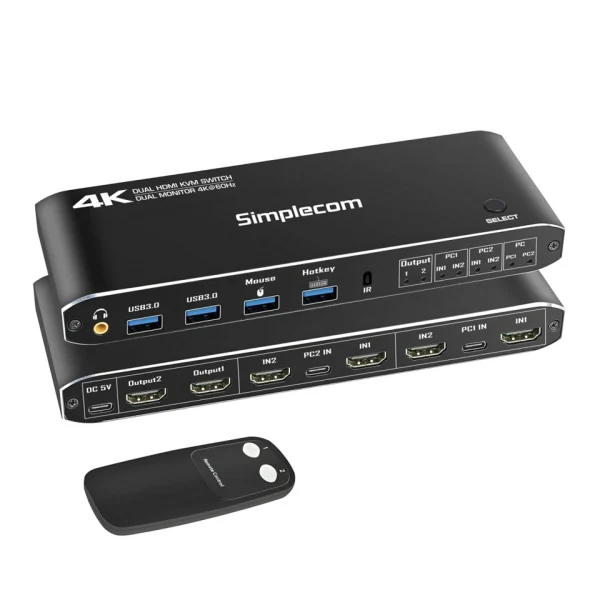 Simplecom KM430 Dual HDMI Monitor KVM Switch for 2 Computers Simplecom KM430 Dual HDMI Monitor KVM Switch for 2 Computers
