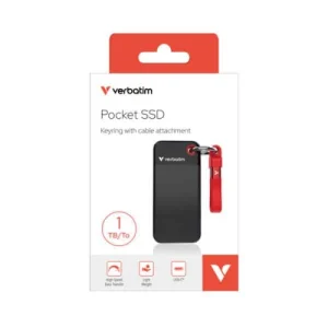 Verbatim 1TB Pocket SSD USB 3.2 Gen 2 1TB Black Red Convenient Keyring cable holder. Compact Verbatim 1TB Pocket SSD USB 3.2 Gen 2 1TB Black Red Convenient Keyring cable holder. Compact