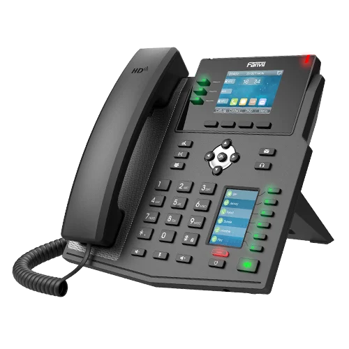 IPF-X4U.png Fanvil X4U enterprise IP phone, 12 SIP lines, dual color displays, Gigabit Ethernet, PoE