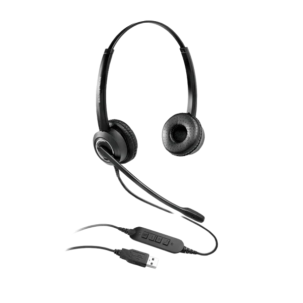 Grandstream GUV3000 Dual Ear USB Headset, Noise Canceling Microphone, HD Audio, 2m USB Cable