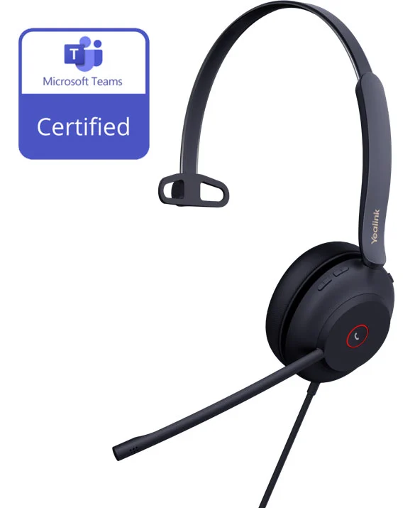 Yealink TEAMS-UH37-M UH37 Microsoft Teams Certified USB Wired Headset, Mono, USB-A 2.0