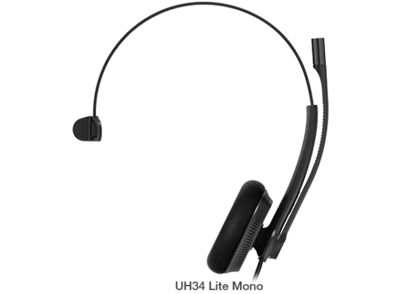 Yealink UH34-L-M-MS UH34 Lite Mono Teams USB Headset, Lightweight, All Day Wearing Comfort