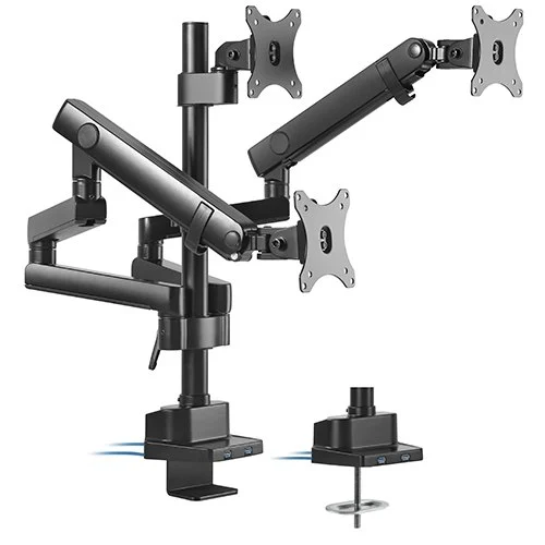 Brateck LDT20-C036UP Triple Monitor Aluminum Slim Pole Held Mechanical Spring Monitor Arm Fit Brateck LDT20-C036UP Triple Monitor Aluminum Slim Pole Held Mechanical Spring Monitor Arm Fit