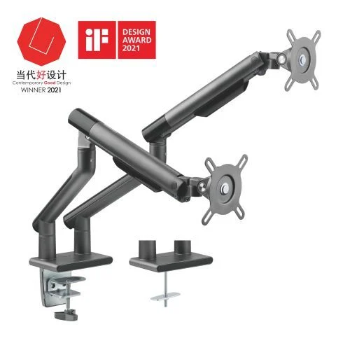 Brateck LDT49-C024-B Dual Monitor Premium Slim Aluminum Spring-Assisted Monitor Arm Fix Most
