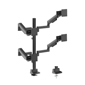Brateck LDT86S-C048S-BLKModular Mechanical Spring Quad Monitor Arm with Sliders, from 17′-40′ Brateck LDT86S-C048S-BLK Modular Mechanical Spring Quad Monitor Arm with Sliders