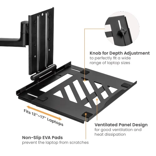 Brateck NBH-7 Adjustable Laptop Tray For Monitor Arms Fits12-17'