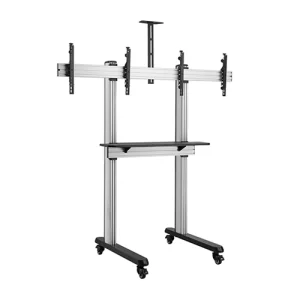 Brateck TTD09-46FWDual Screen Video Conferencing TV Cart for 45′-55′ TVs Up to 50kg each, Fine Brateck TTD09-46FW Dual Screen Video Conferencing TV Cart for 45'-55' TVs Up to 50kg each