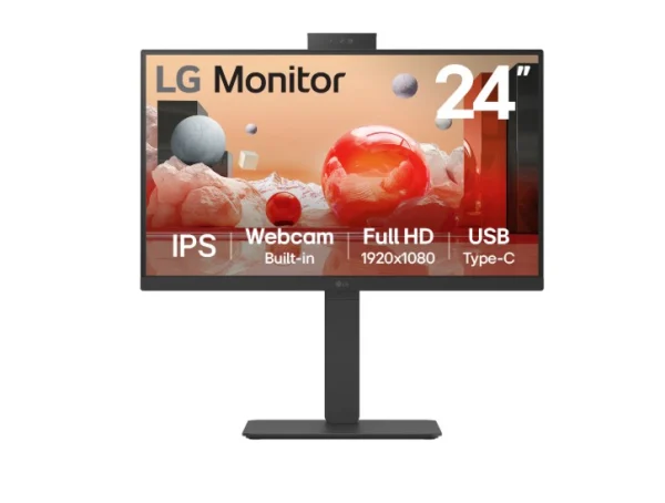 LG 24BA850-B 24' Full HD IPS 100Hz Monitor, 1920x1080, Built-in Full HD Webcam/Mic/Speakers