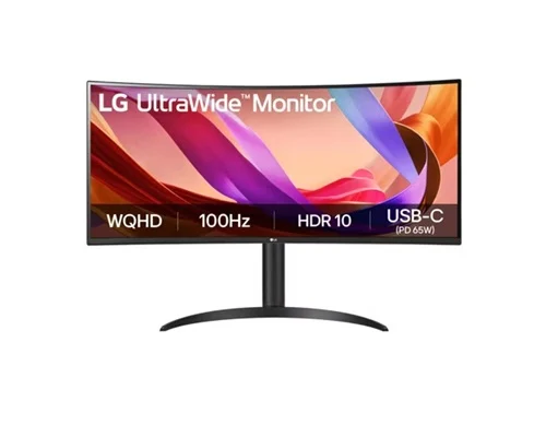 LG 34BQ65VA-B 34' UltraWide™ 100Hz WQHD Curved (1800R) Monitor, 3440x1440