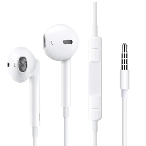 USP Pisen Half-in-Ear 3.5mm Earphones - White, Ergonomic Design ,HD Call Microphone
