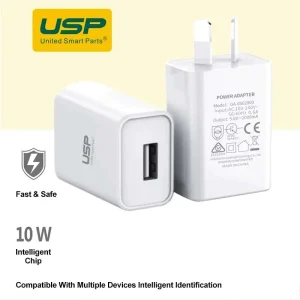 USP 10W USB-A Fast Wall Charger - White, Intelligent Chip, Smart Charging