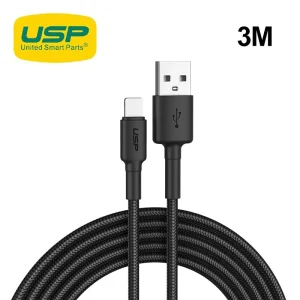 USP BoostUp Lightning to USB-A Cable (3M) Black – Quick Charge & Connect, 2.4A Rapid Charge USP BoostUp Lightning to USB-A Cable (3M) Black - Quick Charge & Connect