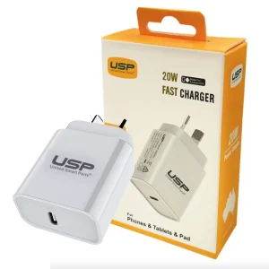 USP 20W USB-C PD Fast Wall Charger - White, Fast Charging, Safety Certified