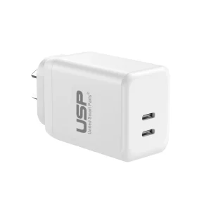 USP 45W Dual Port USB-C PD GaN Fast Wall Charger - White
