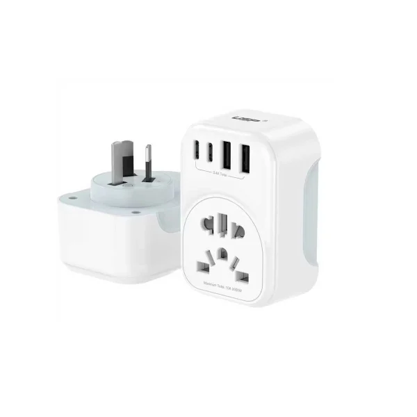 USP Australian Inbound Travel Adapter 2 USB-A + 2 USB-C + AC Socket, Portable device, 4 USP Australian Inbound Travel Adapter 2 USB-A + 2 USB-C + AC Socket, Portable device