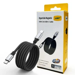 USP Braided HyperLink USB-C to USB-C (1M) Magnetic Cable – Black, Charge & Connect,Digital USP Braided HyperLink USB-C to USB-C (1M) Magnetic Cable - Black