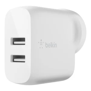 Belkin BoostCharge Dual USB-A Wall Charger 24W - White (WCB002auWH), 2xUSB-A (12W)