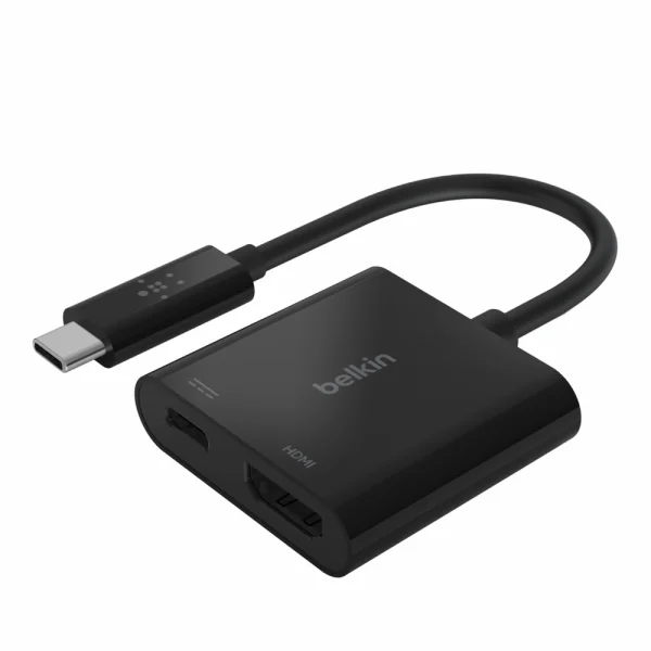 Belkin USB-C to HDMI + Charge Adapter - Black (AVC002btBK), 4K 60Hz Video, 60W Power Delivery